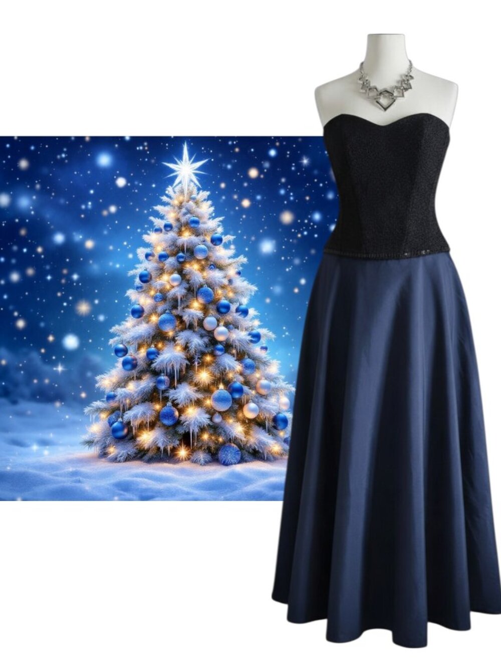 Scott McClintock Navy Strapless Maxi Skirt Dress 14